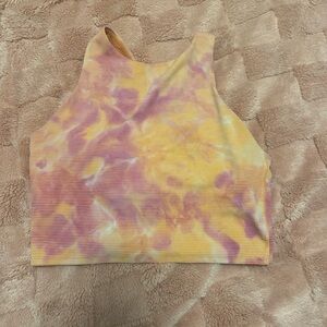 Athleta Conscious Textured Crop Spray Dye Island Coral/ Vintage Plum Size Small